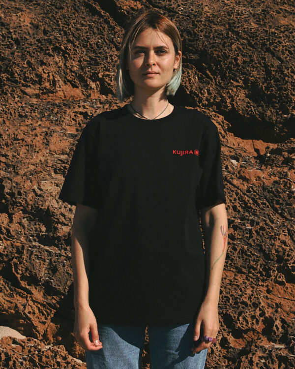 Black T-Shirt With Red Logo.